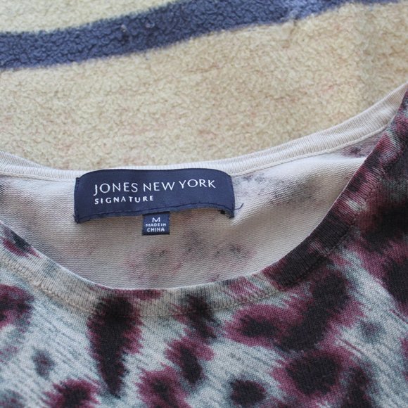 Jones New York Signature Leopard Print Silk Sweater - Picture 3 of 3